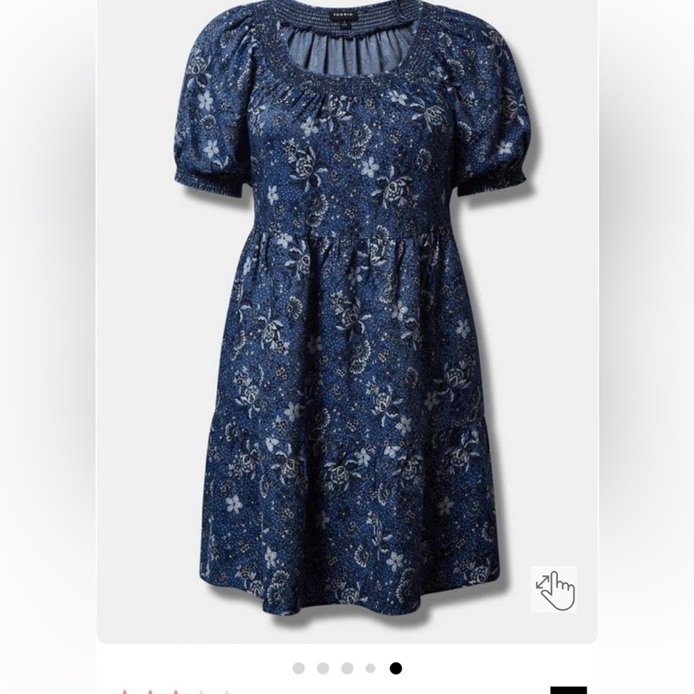 Torrid Mini Chambray Puff Sleeve Smocked Dress